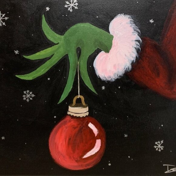 8x10 Christmas Grinch Holiday Wall Art Acrylic Painting Canvas Decor - Picture 3 of 4